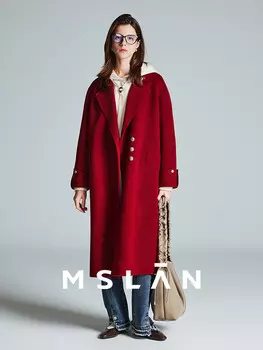 Пальто Mslan длинное, красный