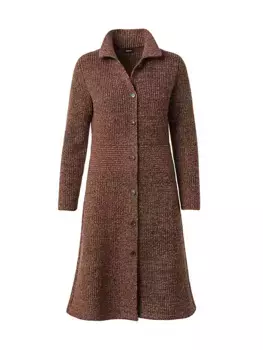 Пальто мулине из кашемира и шерсти в рубчик Akris, цвет vicuna mocca