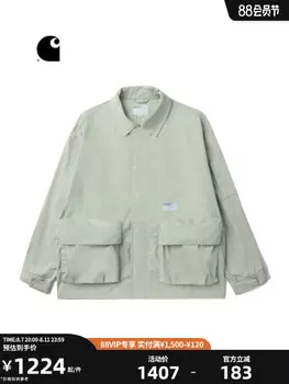 Пальто мужское Carhartt WIP с логотипом и лацканами, зеленый