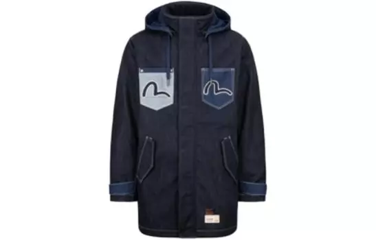 Пальто мужское джинсовое синее Evisu, синий