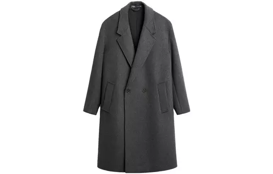 Пальто мужское серое Zara, серый