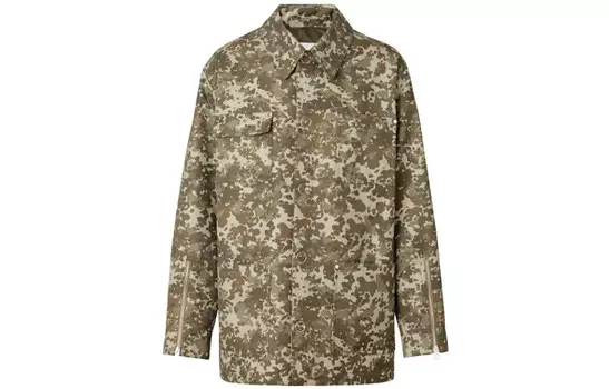 Пальто мужское зеленое камуфляжное Burberry, зеленый
