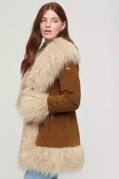 Пальто на подкладке из искусственного меха Superdry, коричневый