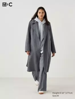 Пальто-Накидка из смеси шерсти Uniqlo, серый