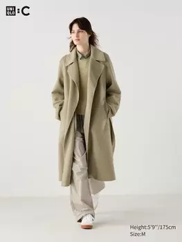 Пальто-Накидка из смеси шерсти Uniqlo, бежевый