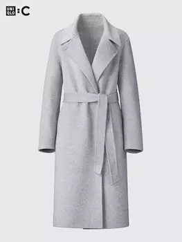 Пальто-Накидка из смеси шерсти Uniqlo, серый