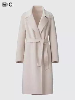 Пальто-Накидка из смеси шерсти Uniqlo, бежевый