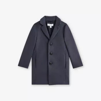 Пальто однобортное двубортное из смесовой шерсти 9-14 лет Reiss, синий