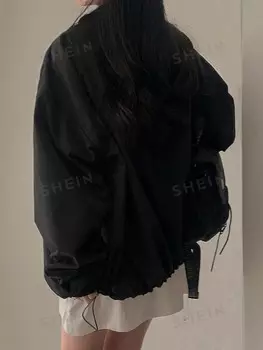 Пальто, однотонное, с заниженной линией плеч Dazy, черный