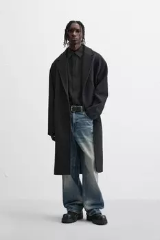 Пальто oversize fit ZARA, черный