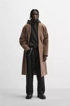 Пальто oversize fit ZARA, песочно-коричневый