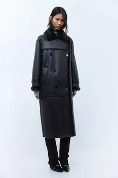 Пальто оверсайз H&M, черный