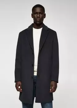 Пальто оверсайз из переработанной шерсти MANGO, антрацит