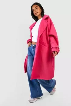 Пальто оверсайз из шерсти petite премиум-премиум Boohoo, розовый