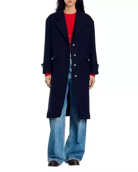 Пальто оверсайз Sandro Georges, синий