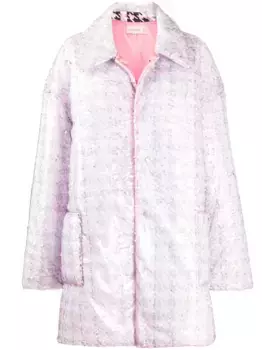 Пальто оверсайз в ломаную клетку с пайетками Natasha Zinko, розовый