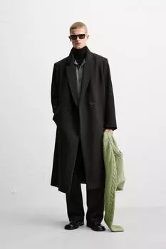 Пальто оверсайз ZARA, черный