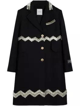 Пальто Patou, украшенное кристаллами, черный