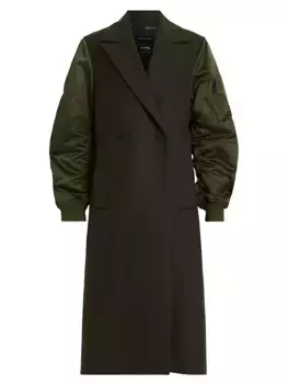 Пальто Paulah смешанного цвета Allsaints, цвет khaki green