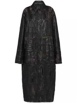 Пальто Prada из кожи наппа в стиле пэчворк, черный