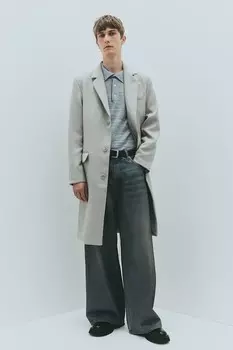 Пальто прямого кроя H&M, бежевый