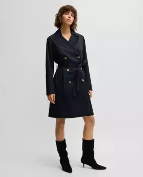 Пальто прямого кроя Hugo Boss, тёмно-синий