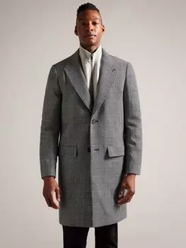 Пальто Raydash в клетку из смесовой шерсти Ted Baker, серый