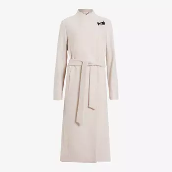 Пальто Riley из шерстяной смеси с запахом и поясом Allsaints, белый