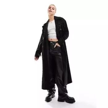 Пальто River Island Studded Trench, черный