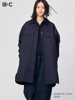 Пальто-Рубашка большого размера Uniqlo, синий