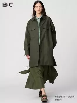 Пальто-Рубашка большого размера Uniqlo, зеленый