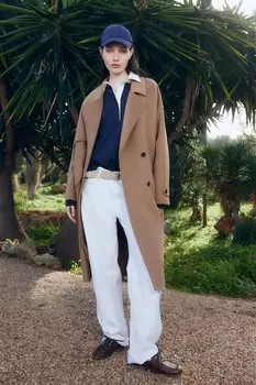 Пальто ручной работы из смеси шерсти H&M, бежевый