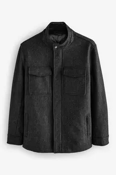 Пальто с четырьмя карманами, шерстяное Next, серый