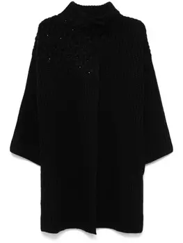 Пальто с цветочной вышивкой LIU JO, черный