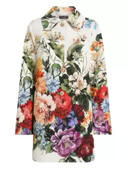 Пальто с цветочным принтом DOLCE & GABBANA, белый