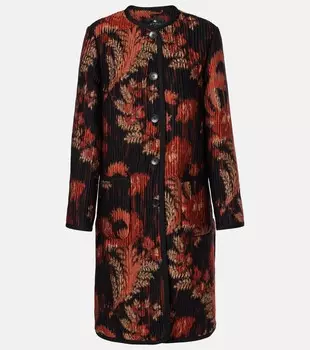 Пальто с цветочным принтом Etro, цвет multicolor on black base