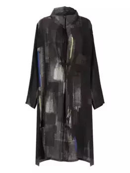 Пальто с геометричным узором Y's, черный