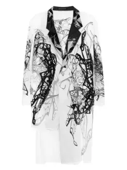 Пальто с графичным принтом Yohji Yamamoto, белый