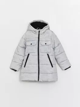 Пальто с капюшоном для мальчика LCW Kids, серый с принтом