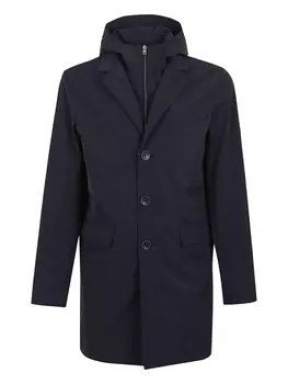Пальто с капюшоном Herno, синий