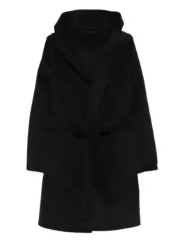 Пальто с капюшоном и поясом Marella, черный