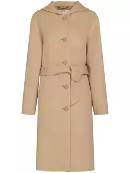 Пальто с капюшоном и поясом Marni, нейтральный