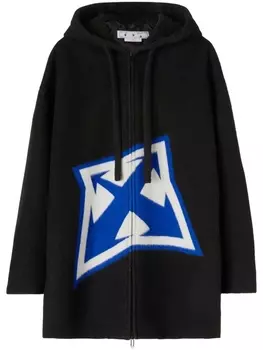 Пальто с капюшоном и принтом Off-White, черный