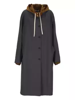 Пальто с капюшоном и пуговицами MIU MIU, черный