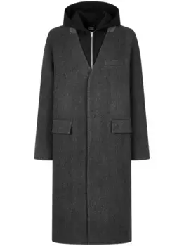 Пальто с капюшоном и узором в елочку STUDIO TOMBOY, серый