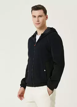 Пальто с капюшоном и вышитым логотипом Kiton, черный