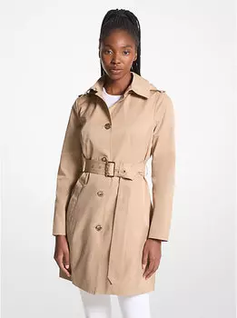 Пальто с капюшоном из хлопковой смеси Michael Kors, хаки