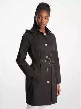 Пальто с капюшоном из хлопковой смеси Michael Kors, черный