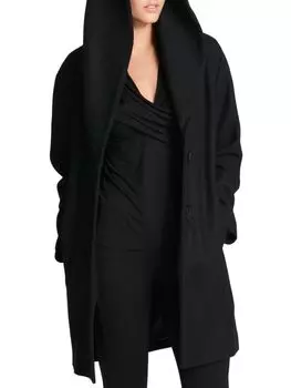 Пальто с капюшоном из смесовой шерсти DKNY Black