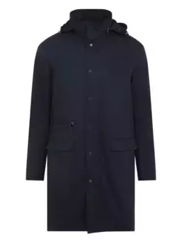 Пальто с капюшоном на пуговицах Kiton, синий